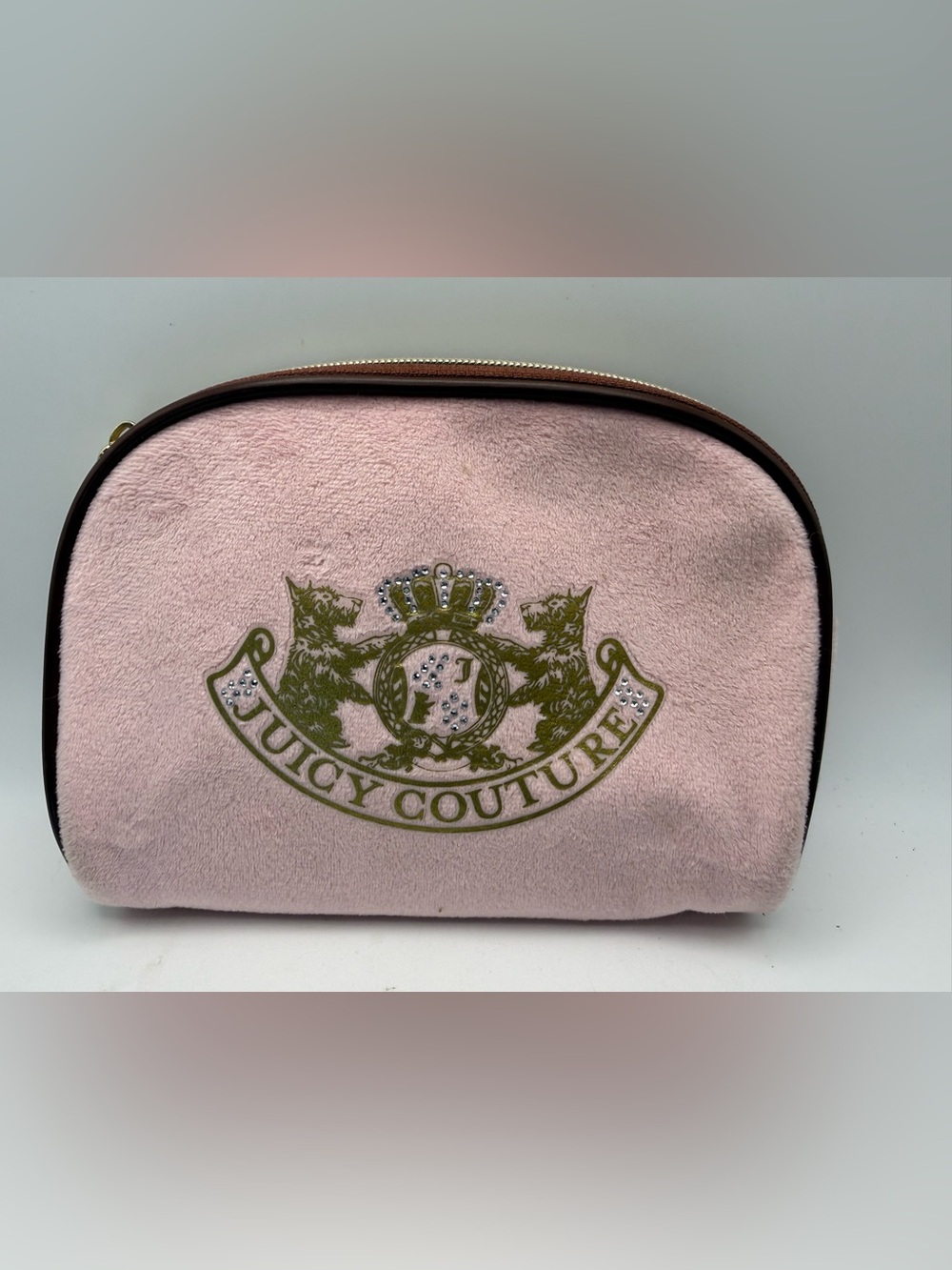 Juicy Couture Pink Velvet Cosmetic Pouch with Logo